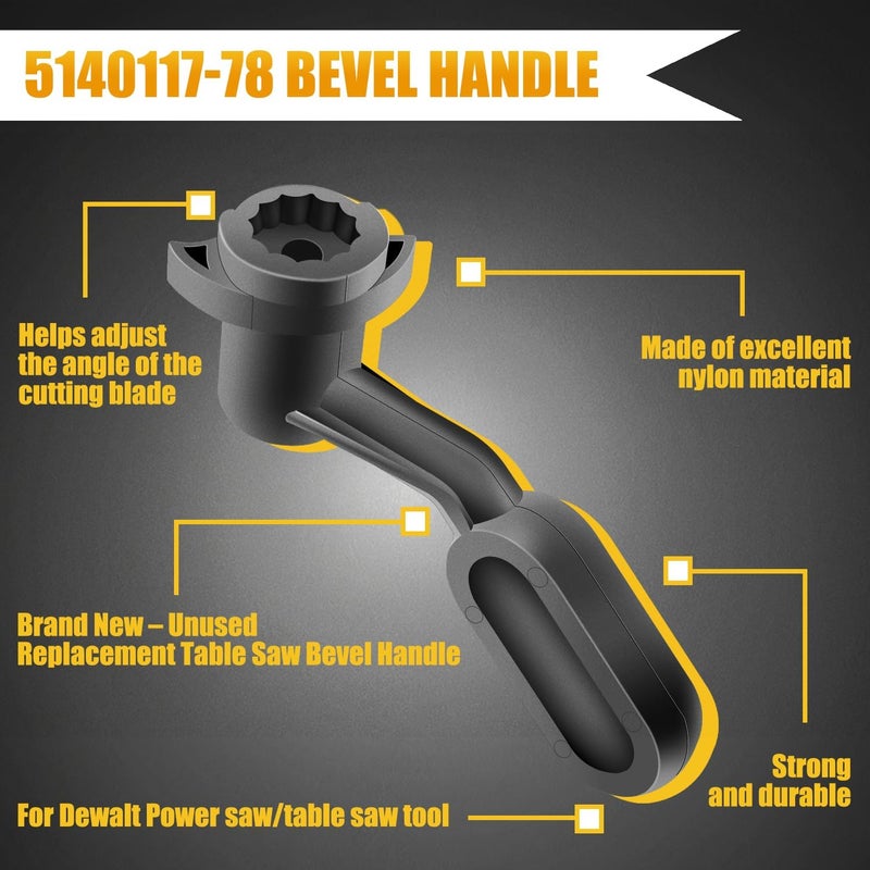 HASMX 5140117-78 مقبض زاوية بديل لآلة قطع الطاولة لديوالت DW745، DWE7480، أرقام الأجزاء 5140117-78، 5140032-55، 514011778، 514003255 (عبوة واحدة) - Image 2